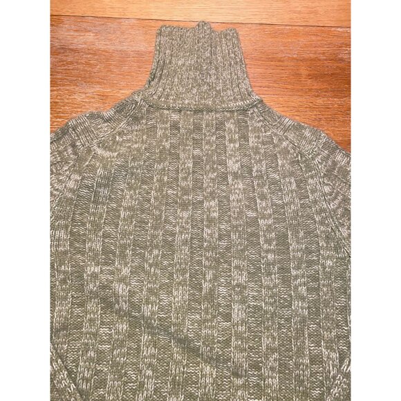 Womens Olive Green Ribbed Turtleneck Sweater Knit Long Sleeve - Picture 3 of 4